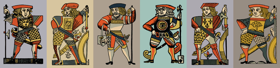 Set of vector illustrations of the ancient Warrior.