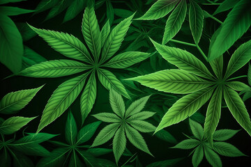 Naklejka na ściany i meble hemp (marijuana cannabis) leaf background. generated by AI