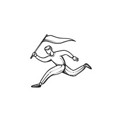 Fototapeta na wymiar vector illustration people running with flag