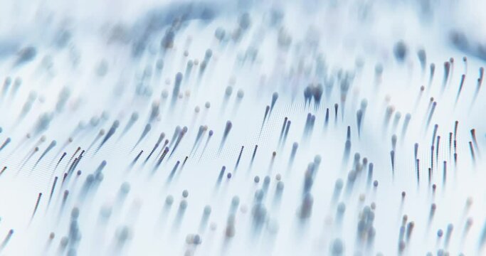 Data stream or flow. Looped. Seamless. Dot terrain blue waves on white background. Trails. Big data.