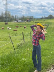 Young girl smiling in the field
