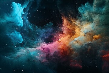 Plakat Stunning chromatic cosmos and nebulae in limitless expanse. Generative AI