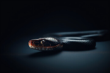 Single snake on black background, Generative AI