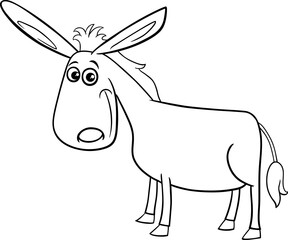 cartoon donkey farm animal character coloring page