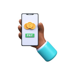 Mobile banking, online payment using phone. 3d render.