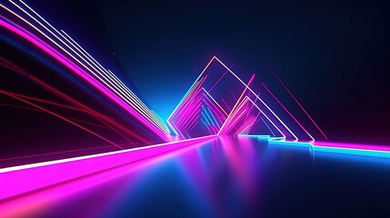 3d illustration, abstract neon background. Futuristic wallpaper. Generative AI.