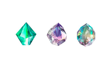 Glass shiny crystals with different shades reflecting lightA collection of images of diamonds of various geometric shapes, colors and sizes.Vector realistic set of glow gemstone or colorful ice.
