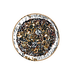 pizza color sketch with transparent background