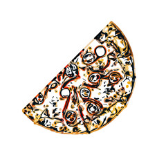 pizza color sketch with transparent background