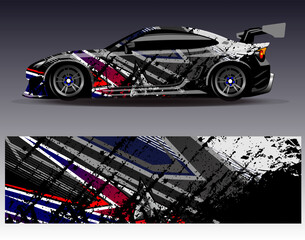 Car wrap design vector. Graphic abstract stripe racing background kit designs for wrap vehicle  race car  rally  adventure and livery