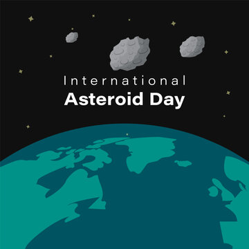 Vector illustration of Asteroid Day 30 June social media story feed mockup template