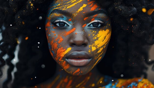 Premium Photo  A woman with black body paint generative ai art
