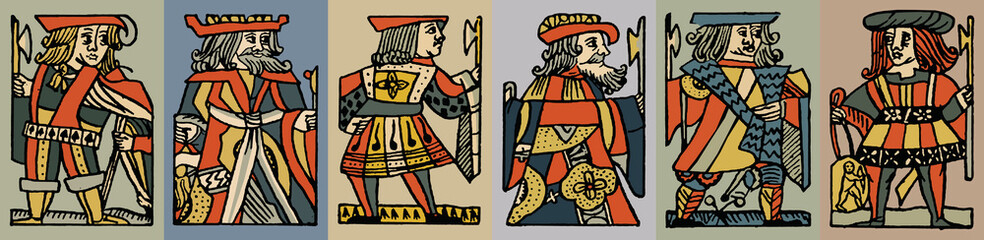Set of ancient king in vintage style.