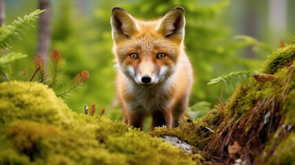 Naklejka na ściany i meble Majestic Fox in its Natural Habitat. Generative AI