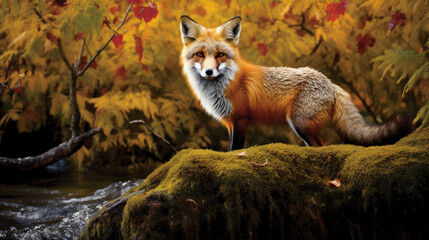 Obraz premium Wild Beauty: A Fox in Its Natural Habitat. Generative AI
