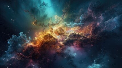 Plakat Colorful nebula in space. Generative AI
