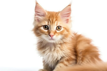 Obraz premium Laperm Kitten On White Background. Generative AI