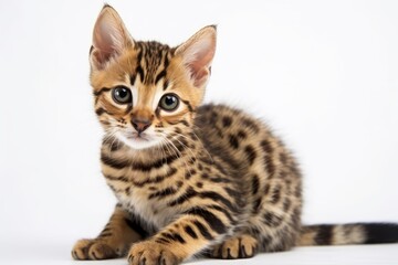 Sokoke Kitten On White Background. Generative AI