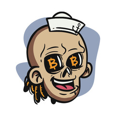 face zombie cartoon illustration for logo, emoticon, esport mascot. vector for t-shirt and sticker design.