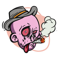 face zombie cartoon illustration for logo, emoticon, esport mascot. vector for t-shirt and sticker design.