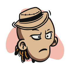 face zombie cartoon illustration for logo, emoticon, esport mascot. vector for t-shirt and sticker design.