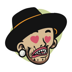 face zombie cartoon illustration for logo, emoticon, esport mascot. vector for t-shirt and sticker design.
