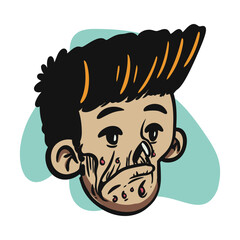 face zombie cartoon illustration for logo, emoticon, esport mascot. vector for t-shirt and sticker design.
