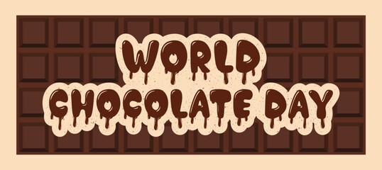 World Chocolate Day Lettering Design: Melting Effects on Chocolate Bar Vector
