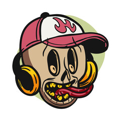 Fototapeta premium face zombie cartoon illustration for logo, emoticon, esport mascot. vector for t-shirt and sticker design. 