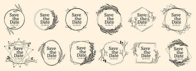 Elegant floral branch frames elements collection. Set of tree branch frame. Vintage floral frame collection