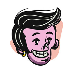 face zombie cartoon illustration for logo, emoticon, esport mascot. vector for t-shirt and sticker design.
