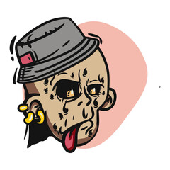 Obraz na płótnie Canvas face zombie cartoon illustration for logo, emoticon, esport mascot. vector for t-shirt and sticker design. 