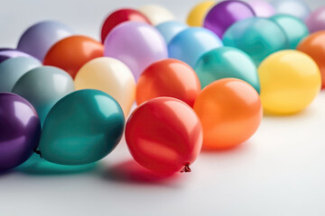 Colorful Balloons On White Background. Generative AI