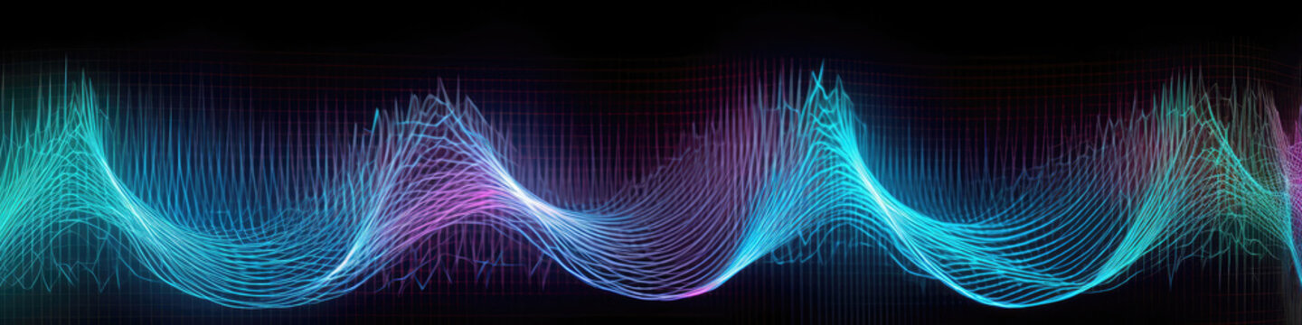 Electromagnetic Field, Wave Interference, Physics Research Background. Panorama. Generative AI