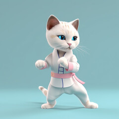 Cute karate cat. Cute kung fu cat. Generative AI.