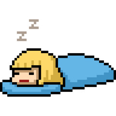pixel art girl sleep nap