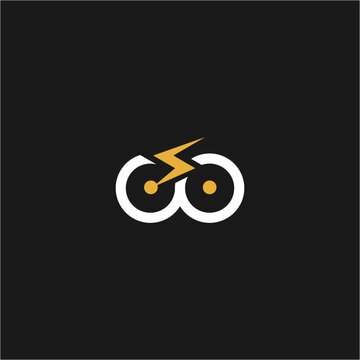 electric bike logo vector icon line illustration