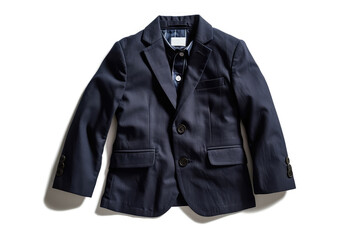 Navy Blue Suit Jacket For Boy On White Background. Generative AI