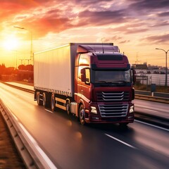 Container Truck Transportation Concept. Generative AI