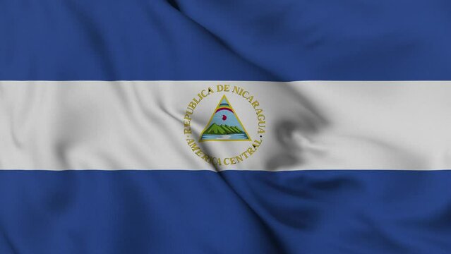 Nicaragua flag waving in the wind. 4K animation.