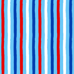 Stripes pattern design in USA colors - funny drawing seamless lines pattern. Poster or t-shirt textile graphic design. wallpaper, wrapping paper. Happy Independence Day. Red, white and blue