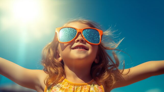 Little girl with big sunglasses - Generative Ai