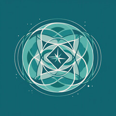 Symmetrical Geometric Design In Cool Tones Spa Logo. Generative AI