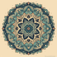 Symmetrical Mandala Pattern In Calming Colors Logo. Generative AI