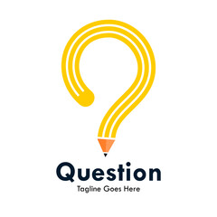 Question pencil design logo template illustration