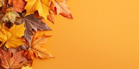 Naklejka na ściany i meble autumn leaf, chestnut, pumpkin with generative ai