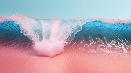 Summer waves, abstract ocean graphics with a mix of blue and pink colors - Generative Ai