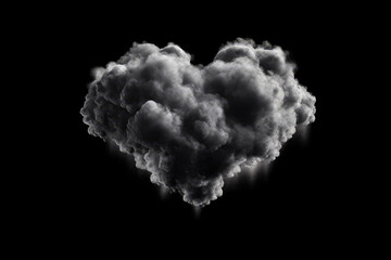 Fototapeta premium Cloudy Heart Sign On Black Background. Generative AI