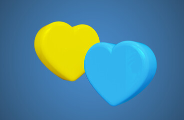 ukraine heart 3d render yellow blue