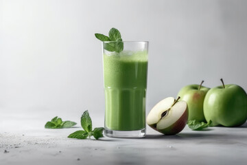 Greenpple Smoothie On White Background. Generative AI